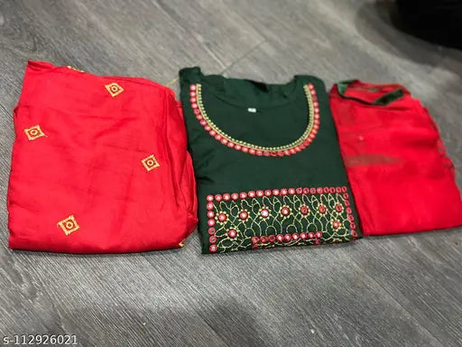 Charvi Superior women dupatta set in red and black, with intricate patterns and design