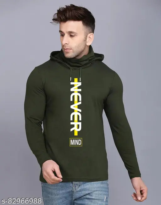 Trendy printed mens hoodie with mask, cotton-blend, bio-dyed by Ministry of Friends