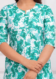 Rayon printed night suit for women, beautiful rayon pyjamas with three-quarter sleeves, Indian-made, painted nightwear