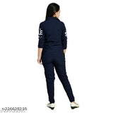 Navy blue cotton blend dress with three-quarter sleeves for girls aged 4-15 years, includes matching navy blue chai jacket and full length pant - Indian girls fashion