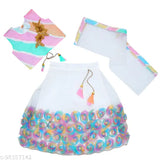 White embellished baby lehenga set, net dupatta, Indian ethnic wear for special occasions