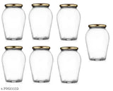 A set of 10 clear glass airtight jars with lids, labeled 1000ml, for storage in kitchen