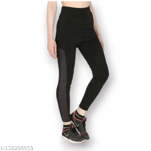 Earth joy Gym wear Jeggings: Solid lycra stretchable striped workout trousers for girls & women, free size 28-40 inch