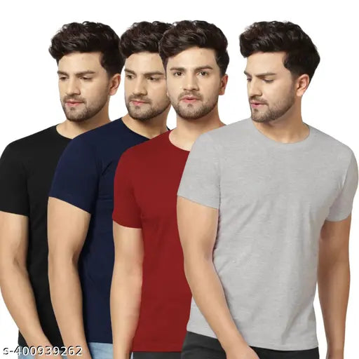 Budget-friendly men's half sleeve t-shirt with soft cotton fabric, available in multiple sizes for daily wear and casual events, India origin