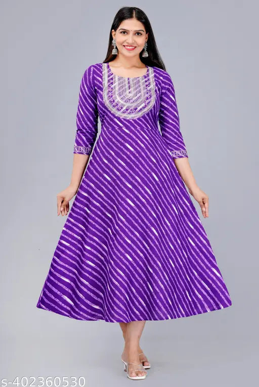 Purple traditional women's long-length anarkali dress
