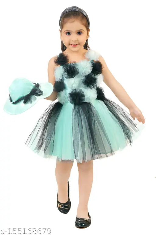 Turquoise tulle tutu dress baby girls green net frock hat