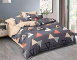 Soft glace cotton double bed sheet with geometric pattern, 90x90 size and 2 pillow covers, ideal for summer use by adults