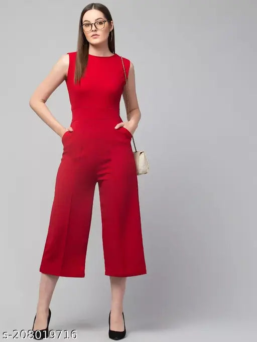 Richafashion Lycra sleeveless jumpsuit for women, stylish fermine cut, solid net, partywear for women in India