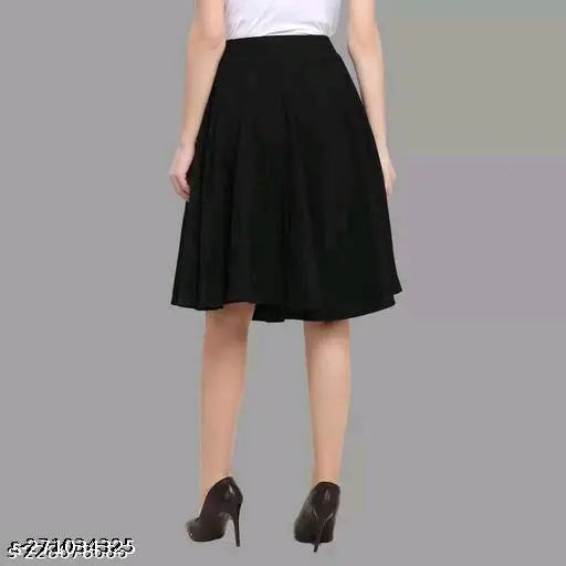 Stylish cotton-blend flared mini skirt for women, solid color options available