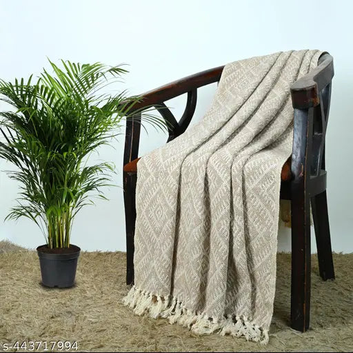 Gray 100% cotton throw blanket soft, plush, warm and cozy, perfect for couch, bed, or sofa chair