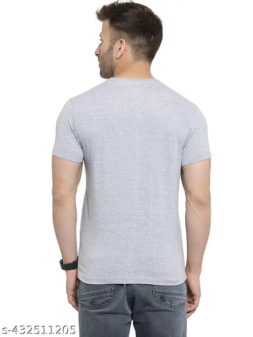 Men's cotton blend half sleeve round neck plain T-shirt, short sleeves, solid pattern - comfortable, breathable, and durable choice for casual outings or lounging at home