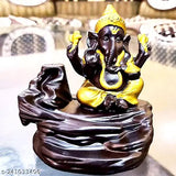 Resin Ganesha smoke fountain decor showpiece, 7x7x12cm, Indian-made, includes 101 backflow dhoop cones