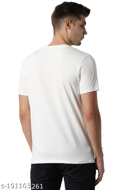 White polyester Appu The Powerstar printed T-shirt for men, short sleeves, size L