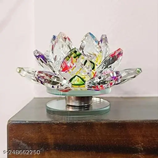 Multicolored crystal lotus flower, 85 x 85 x 5 CM Vastu item for positive energy and good luck in home or office decor