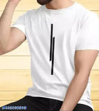 Stylish printed striped polyester half sleeve t-shirt for men L, vibrant round neck casual type