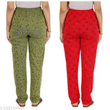 Black cotton women's track pants pyjamas with side pockets and zip combo pack of two