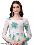 Printed poly georgette gown set in vibrant Indian designs, perfect for parties, weddings, or festive functions