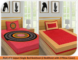 Red cotton single bed comforter set pack 2 pillow covers