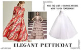 Red floral chiffon underskirt petticoat, natural waist, hoop skirt style for women