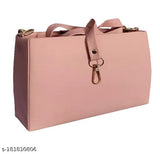 A pink cross-body slingbag with two shoulder straps and a pattern of crossing lines or dots