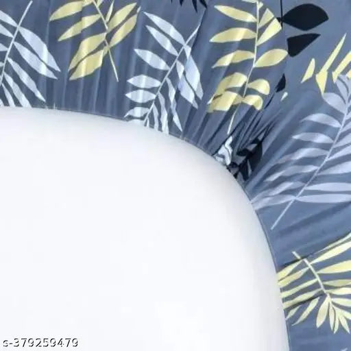 Glaze-cotton, superfine double bedsheet with 2 pillow covers, botanical print, ideal for summer, adult use, fitted and elastic for a cozy fit