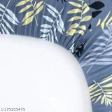 Glaze-cotton, superfine double bedsheet with 2 pillow covers, botanical print, ideal for summer, adult use, fitted and elastic for a cozy fit