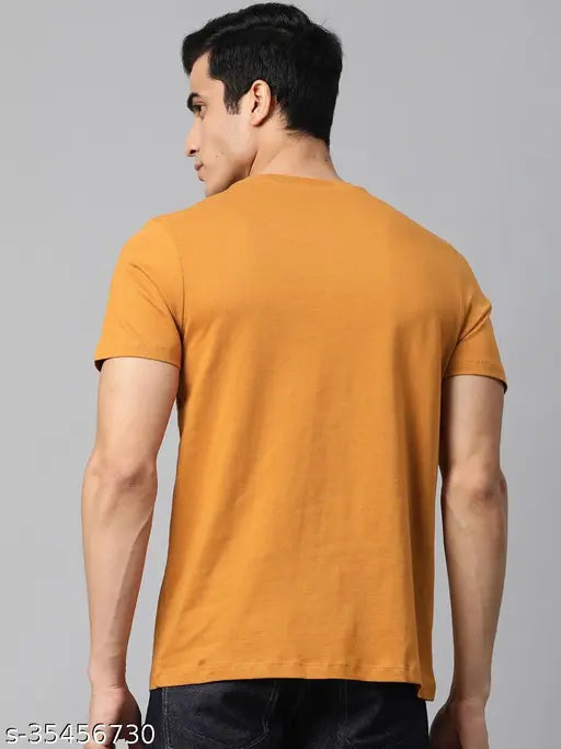 Organic chics king printed mustard men's t-shirt, cotton short sleeves, graphic print for gym style