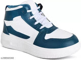 Blue and white sneakers with velcro straps, casual design