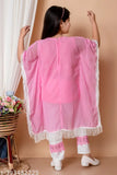 Georgette-cotton blend kaftan & payjama set for girls aged 2-3 years, trendy floral design from India