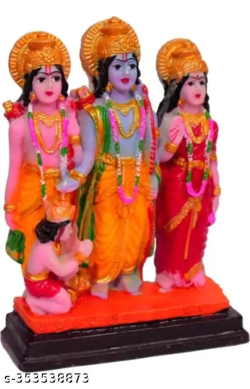 Poly resin Ram Darbar statues: God Ram, Sita, Laxman, & Hanuman for home decor, spiritual puja, or gift