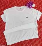 Printed polycotton short-sleeve sports t-shirt, white for activewear & casual wear from All set fasjion, made in India