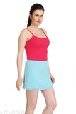 Half slip mid thigh length womens skirt with elastic waistband