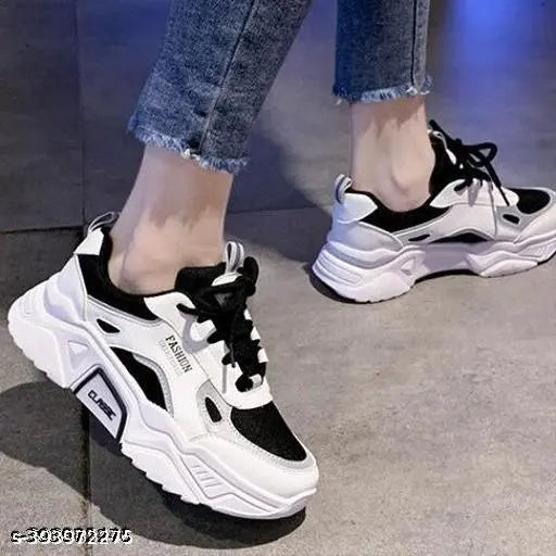 Colorblocked mesh and PVC women's casual shoes, lace-up fastening in multiple sizes (IND-4 to IND-8), from India