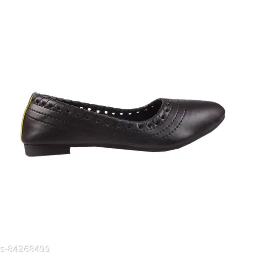 Black synthetic leather bellies ballerinas by Happi Shoppi - comfortable and embellished for women's wardrobe