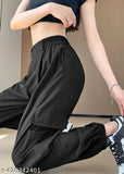 Women's relaxed fit blue cotton blend trousers