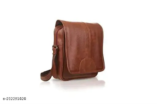 Brown synthetic leather casual crossbody sling bag