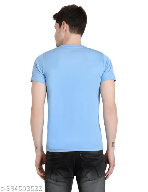 Men's solid polycotton round neck t-shirt, perfect for day out with friends in India