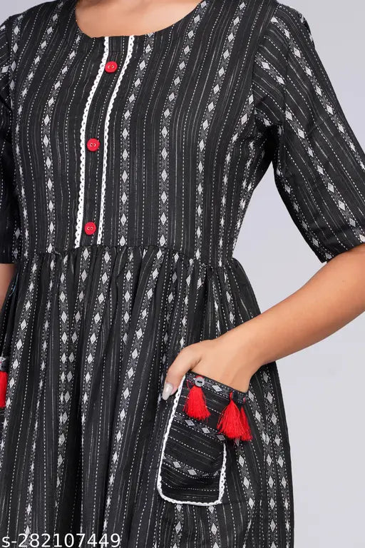 Women's cotton dobby pleated pocket kurtis, trending fashion in vibrant colors, soft against skin