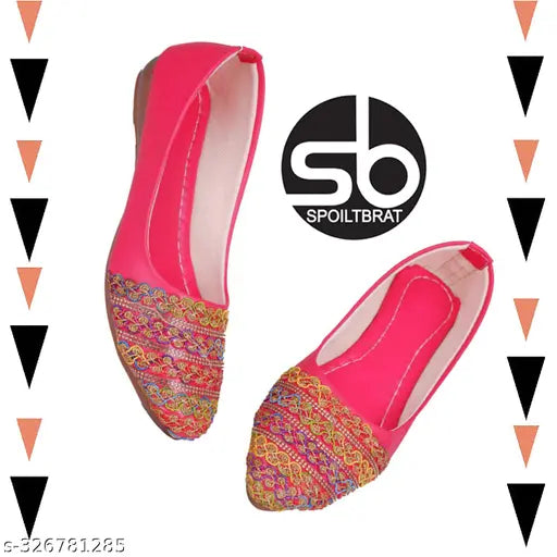 Pink Multi Color Belly Patent Leather Flip Flops - Spoiltbrat Secrets for daily use, casual office, and party wear. Embellished ballerinas with slip-on fastening, ideal for comfortable fashion in India