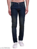Polycotton slim fit men's jeans, dyed/washed, elegant latest style - size 30, 32, 34, or 36 from India