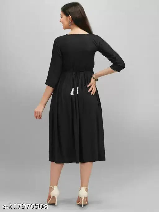Rayon embroidered Anarkali kurta for women, three-quarter sleeves, India origin
