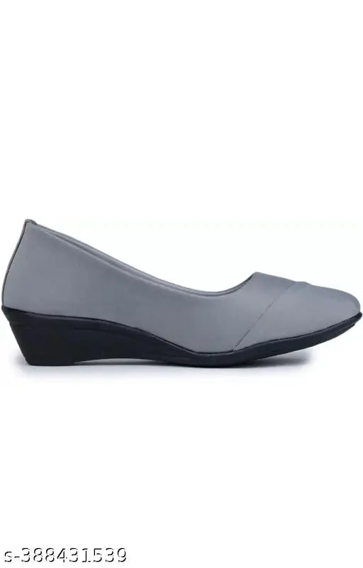 Stylish patent leather ballerinas in grey for women - solid design, slip-on style