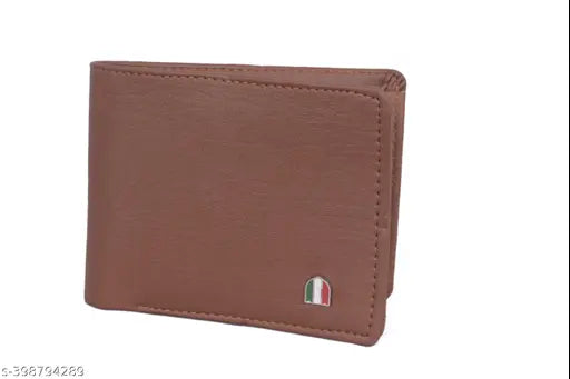 PU Italia Tan wallet, solid pattern, 5 compartments, free size, perfect for Valentine or birthday gifts (length 6cm, width 5cm), made in India