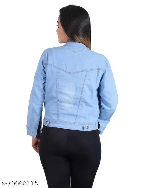 Denim long sleeve jacket, solid pattern, dainim jackte from India