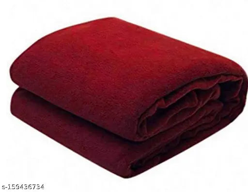 Maroon RichLINEN Polar Fleece AC Single Bed Blanket - Soft, warm, comfortable