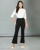 Black cotton Lycra plazzo pants for women, formal office wear from Lifetarm