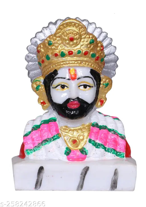 Gold and pink religious statue, Morater Khatu Shyam Ji, pooja gift item, spiritual decoration