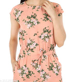 Peach crepe jumpsuit by Pearl N Vera, women and girls' printed net fashion, multiple sizes available