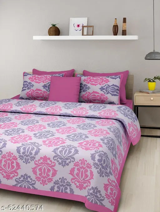 Jaipuri printed cotton double bedsheet, vibrant colors, high-quality cotton, summer essential, two pillow covers