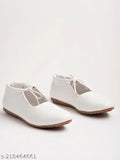 White synthetic Shoetopia casual shoes for girls, lace-up design with TPR sole, comfortable and stylish footwear